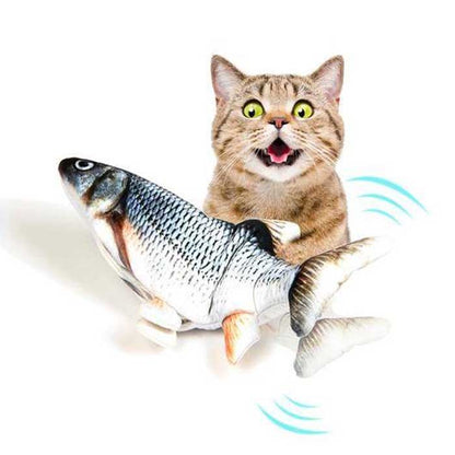 USB Rechargeable Plush Fish Toy: 3D Wiggle, Chew, and Play for Cats