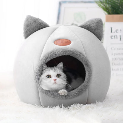 Cozy Winter Cat Bed: Warm Cave Nest for Deep Sleep and Comfort