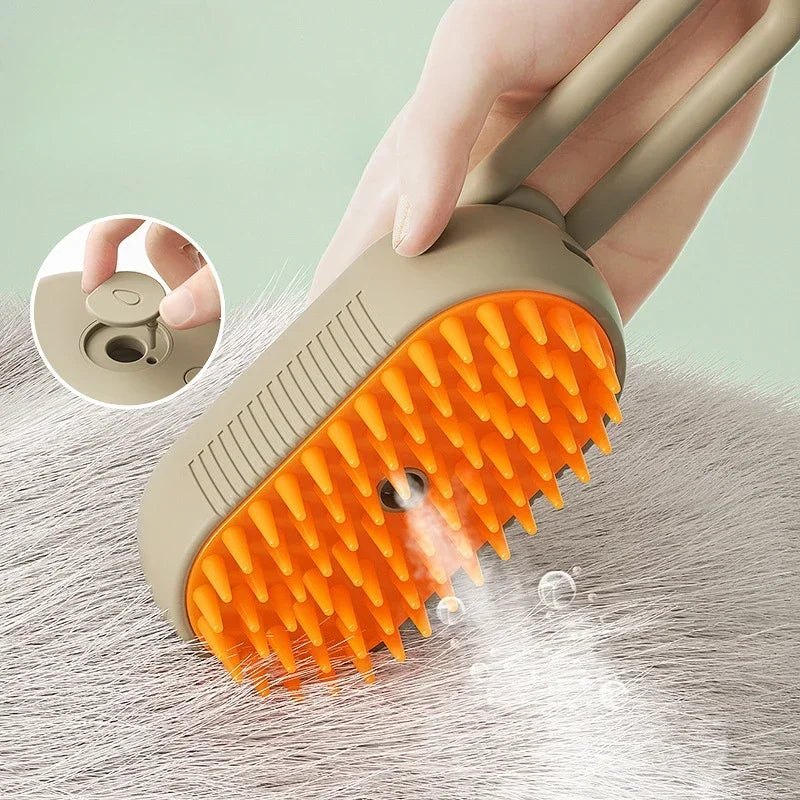 3-in-1 Pet Grooming Brush: Steam, Spray, and Massage for Cats & Dogs