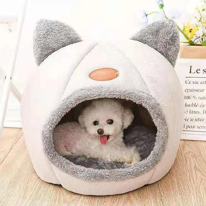 Cozy Winter Cat Bed: Warm Cave Nest for Deep Sleep and Comfort