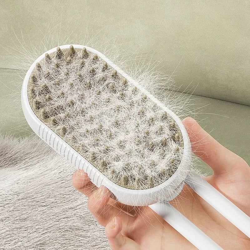 3-in-1 Pet Grooming Brush: Steam, Spray, and Massage for Cats & Dogs