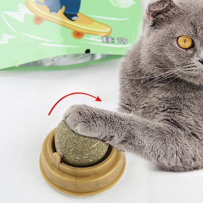 Stick-on Catnip Ball: Healthy Treat for Digestion & Hairball Removal