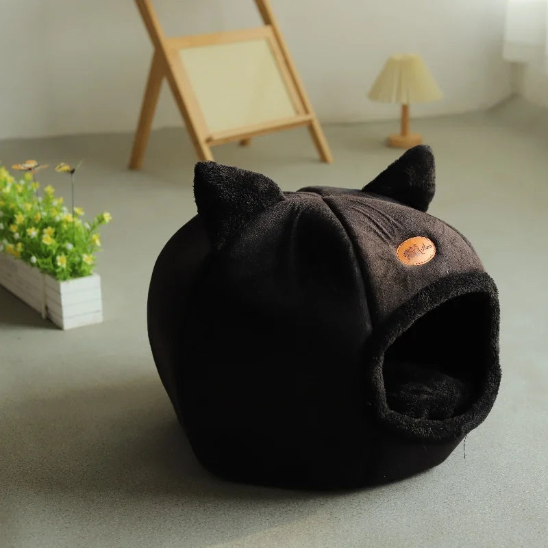 Cozy Winter Cat Bed: Warm Cave Nest for Deep Sleep and Comfort