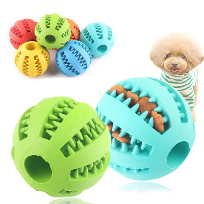 Interactive Rubber Dog Ball: Chew Toy with Tooth Cleaning & Food Dispensing