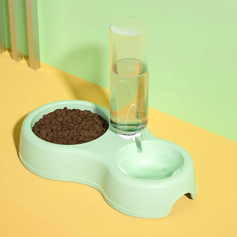 Automatic Pet Feeder & Water Dispenser: Raised Double Bowl for Cats & Dogs