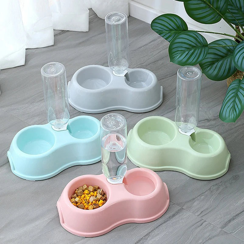 Automatic Pet Feeder & Water Dispenser: Raised Double Bowl for Cats & Dogs